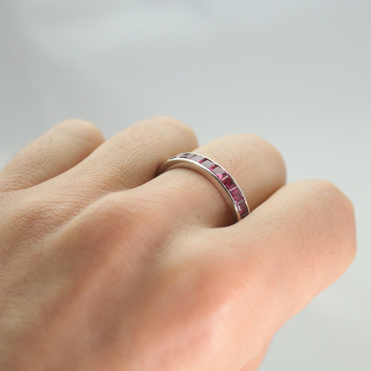 Vintage Platinum Ruby Half Set Eternity Ring - Friar House