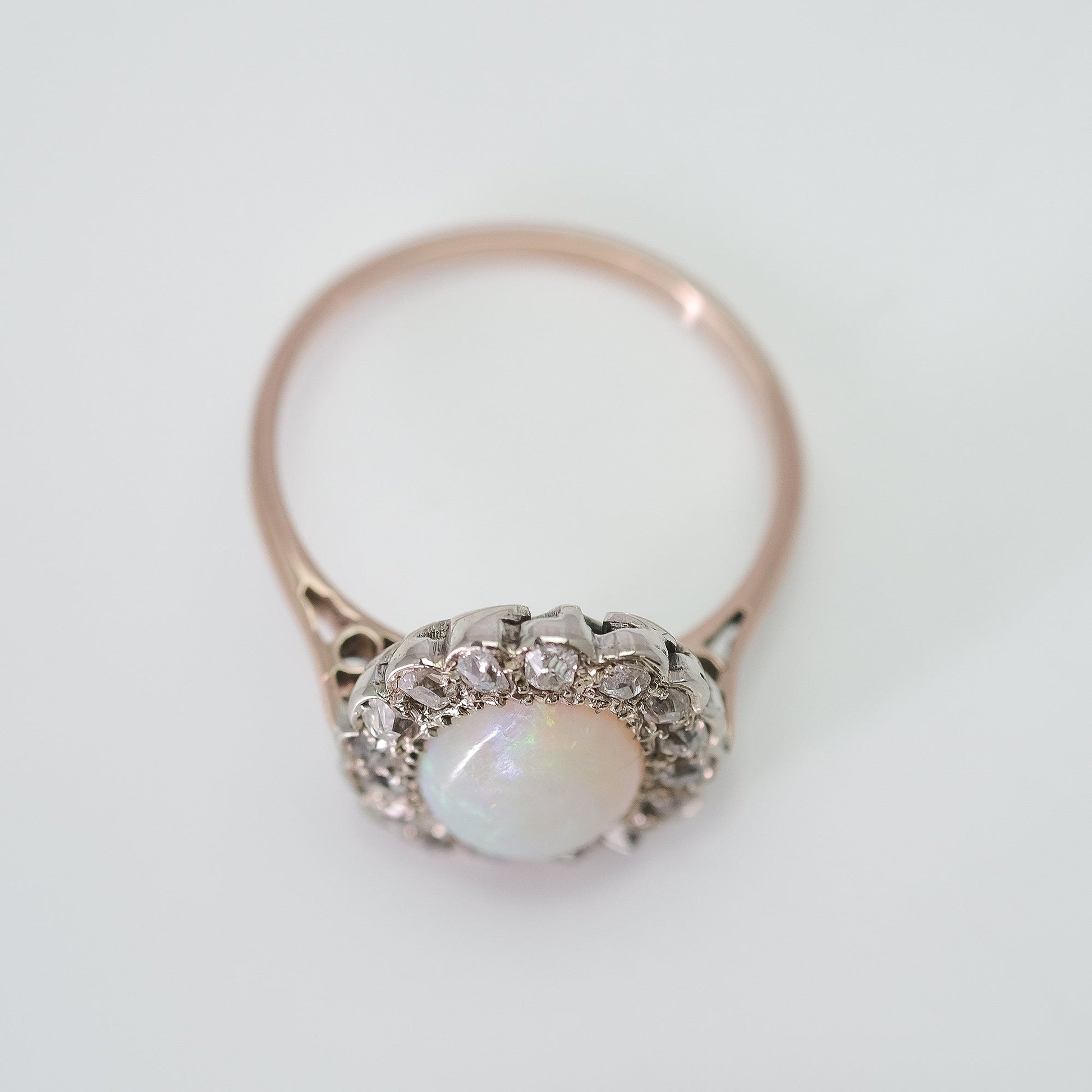 18 Carat Rose Gold Opal and Diamond Cluster Ring - Friar House