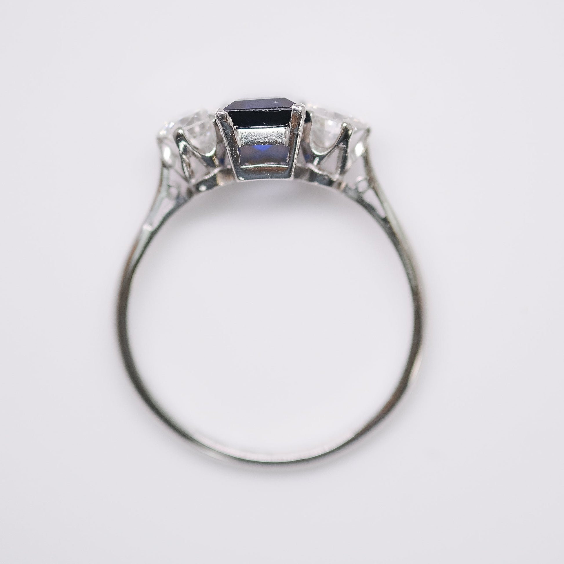 18 Carat White Gold Sapphire & Diamond Three Stone Ring - Friar House