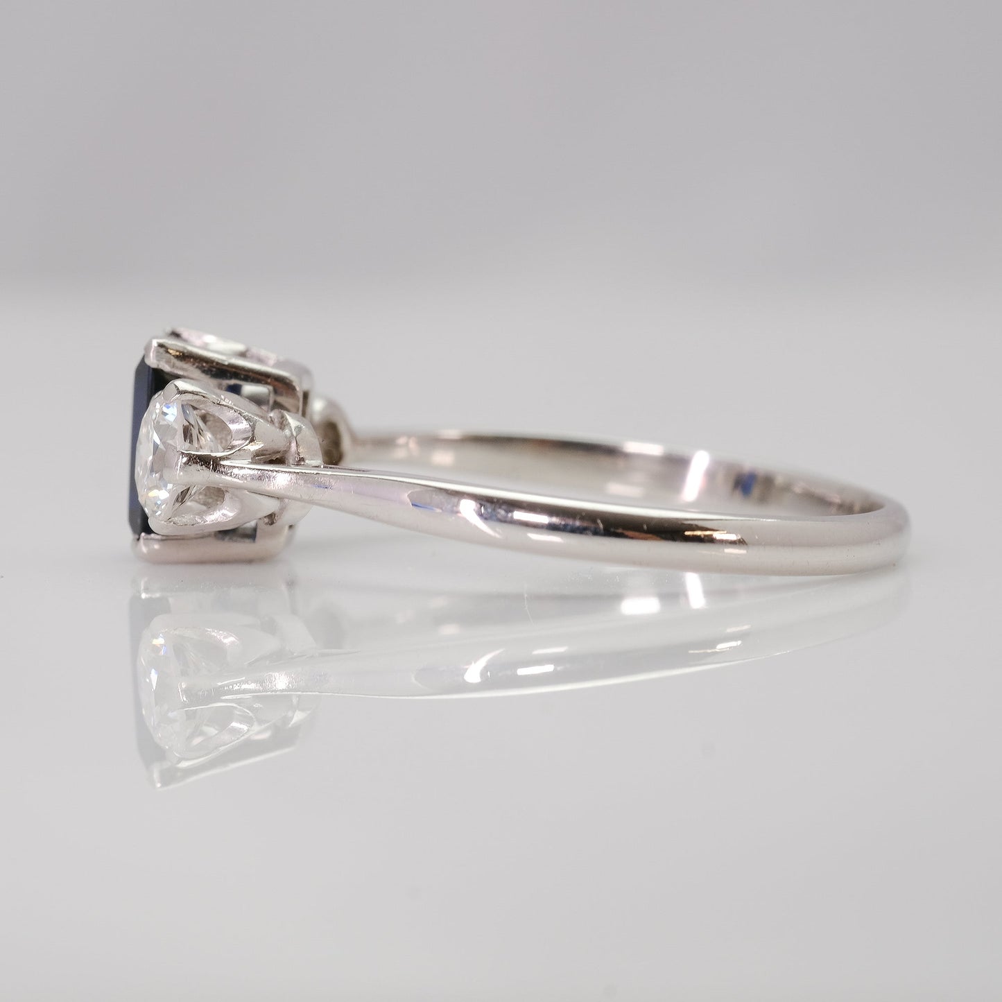 18 Carat White Gold Sapphire & Diamond Three Stone Ring - Friar House