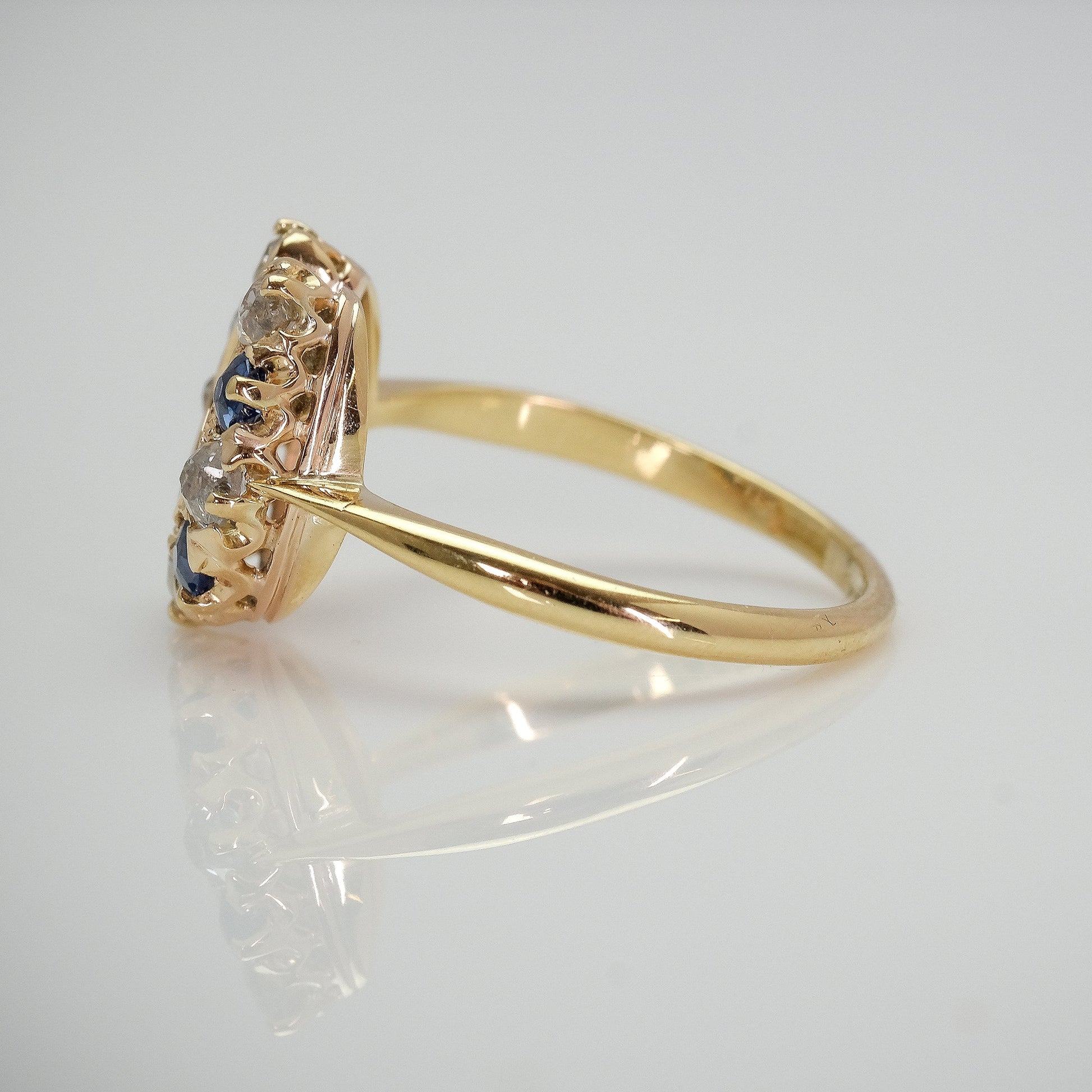 18 Carat Yellow Gold Sapphire and Diamond Horseshoe Ring - Friar House