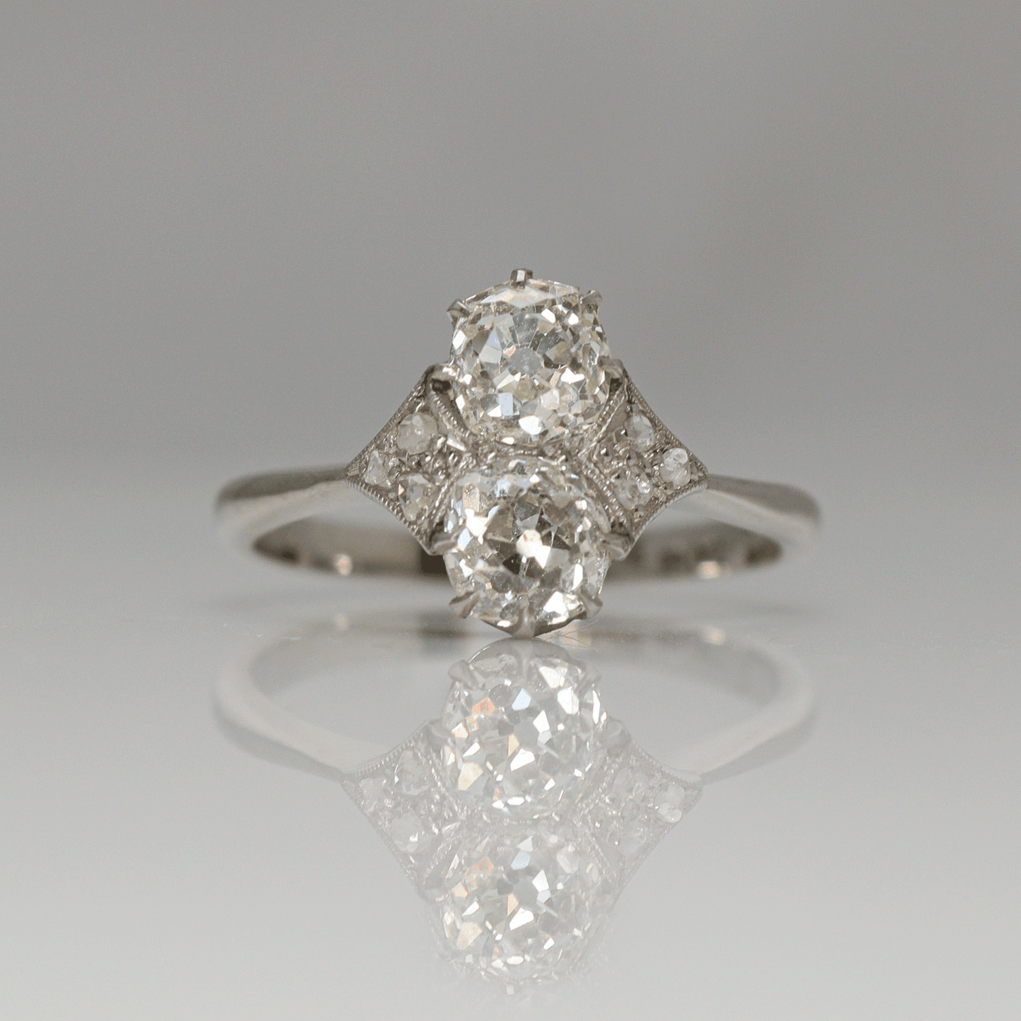 18 ct White Gold two stone diamond ring circa 1930 - Friar House