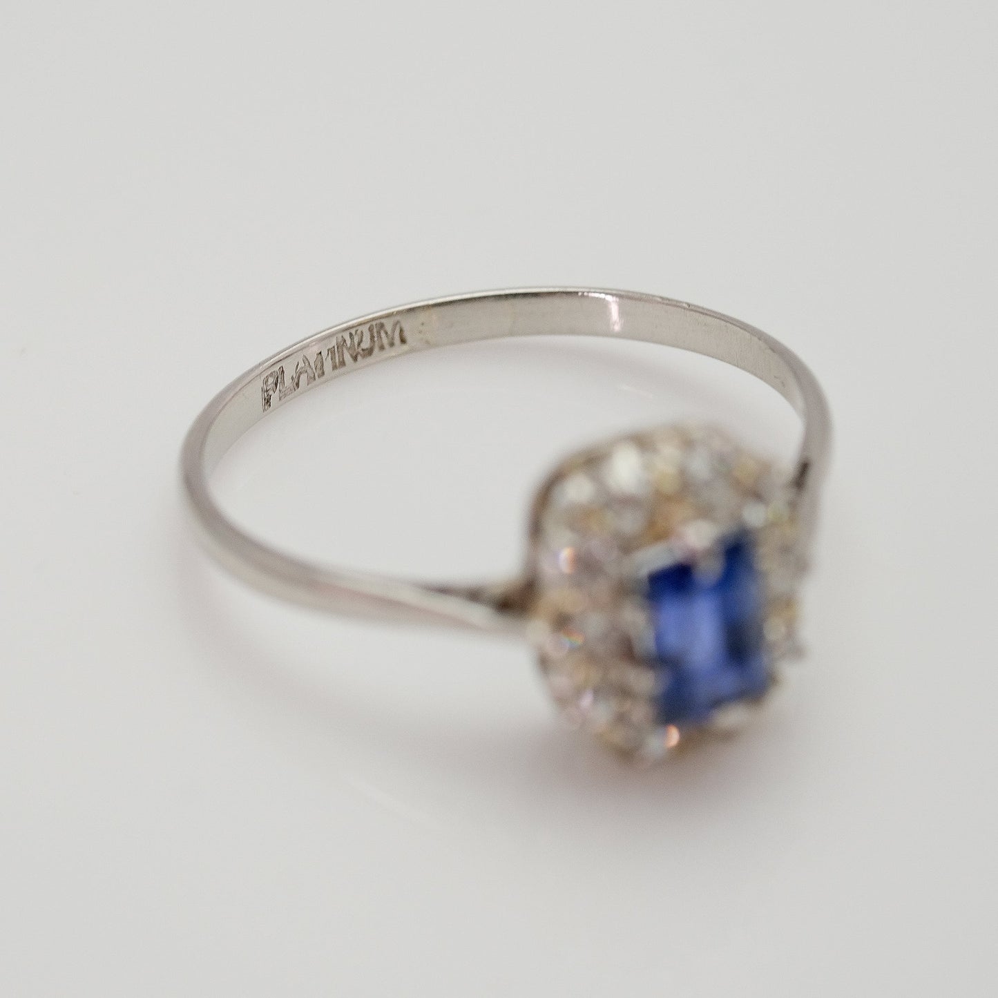 1920's Platinum and Sapphire Diamond Cluster Ring - Friar House