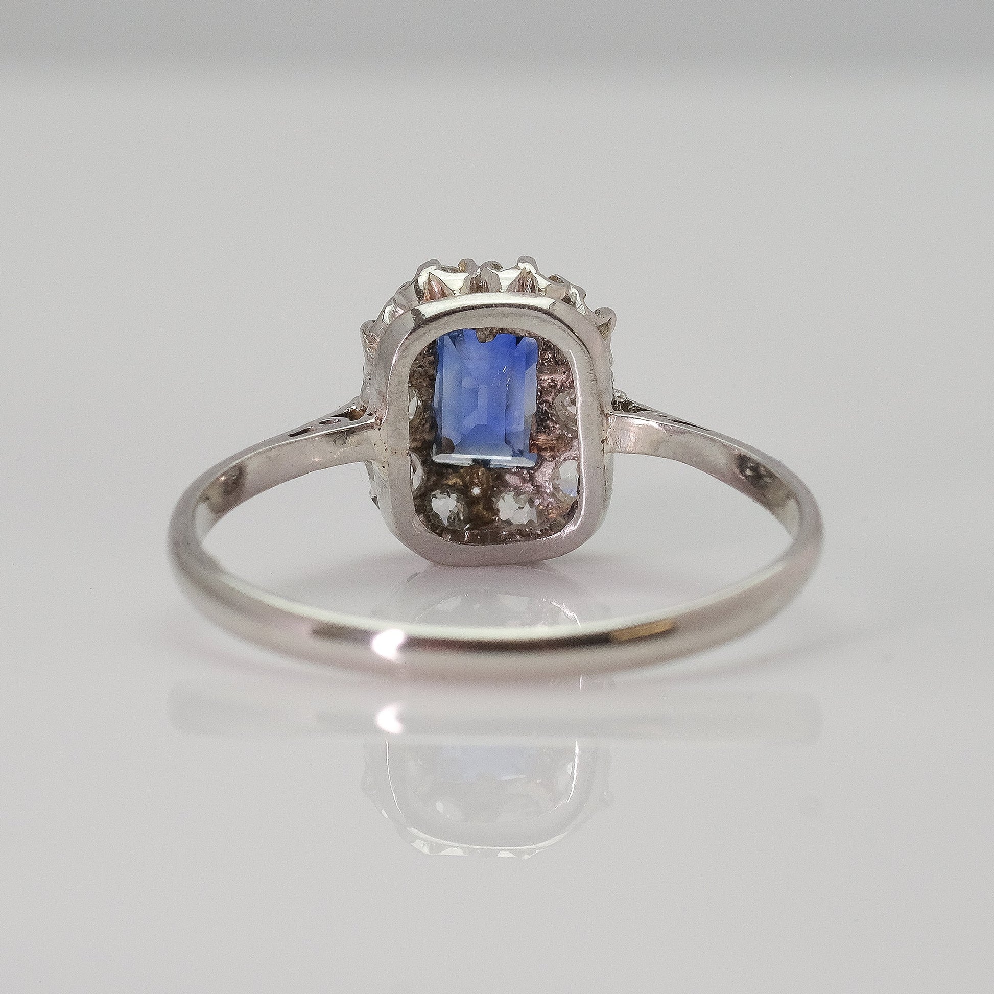 1920's Platinum and Sapphire Diamond Cluster Ring - Friar House