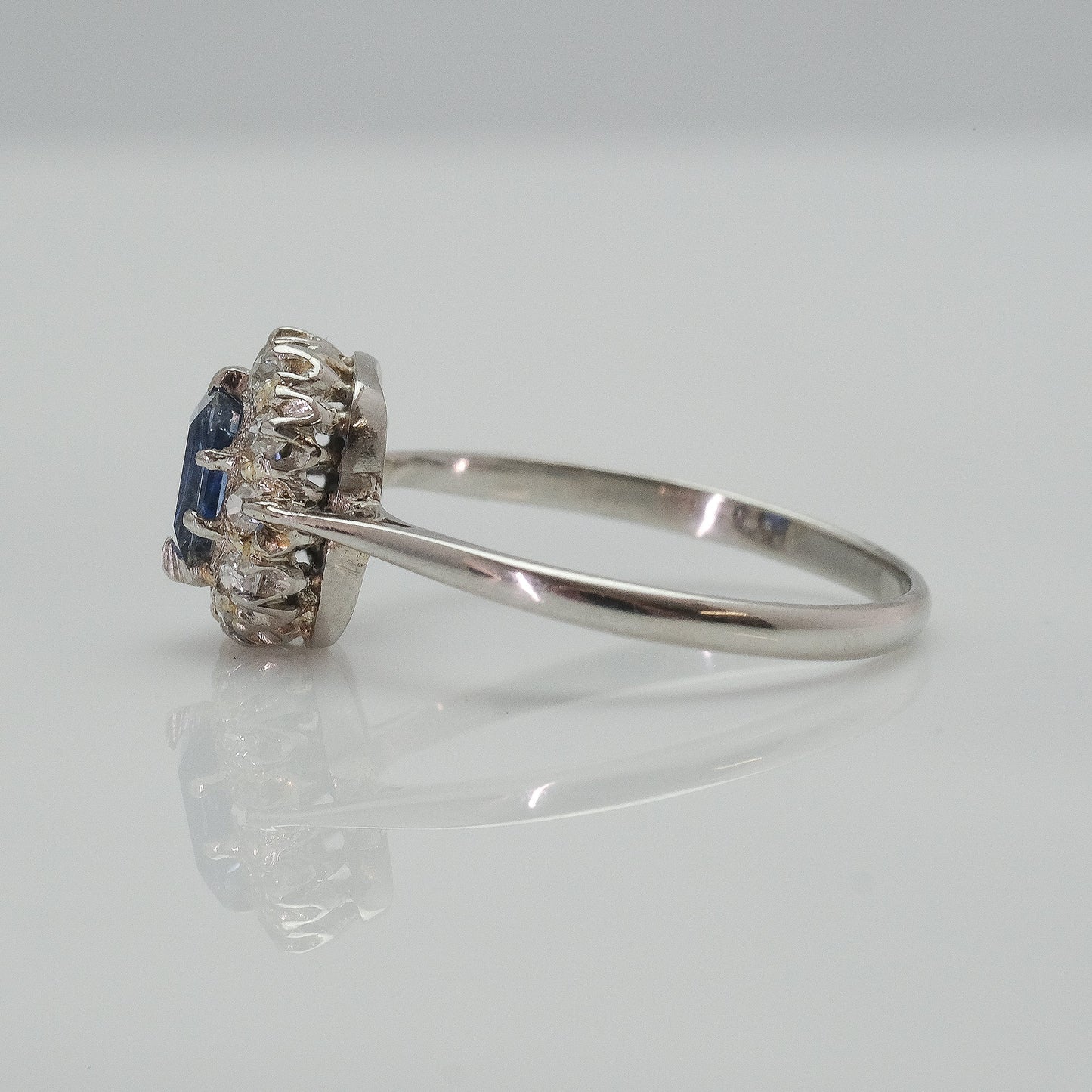 1920's Platinum and Sapphire Diamond Cluster Ring - Friar House