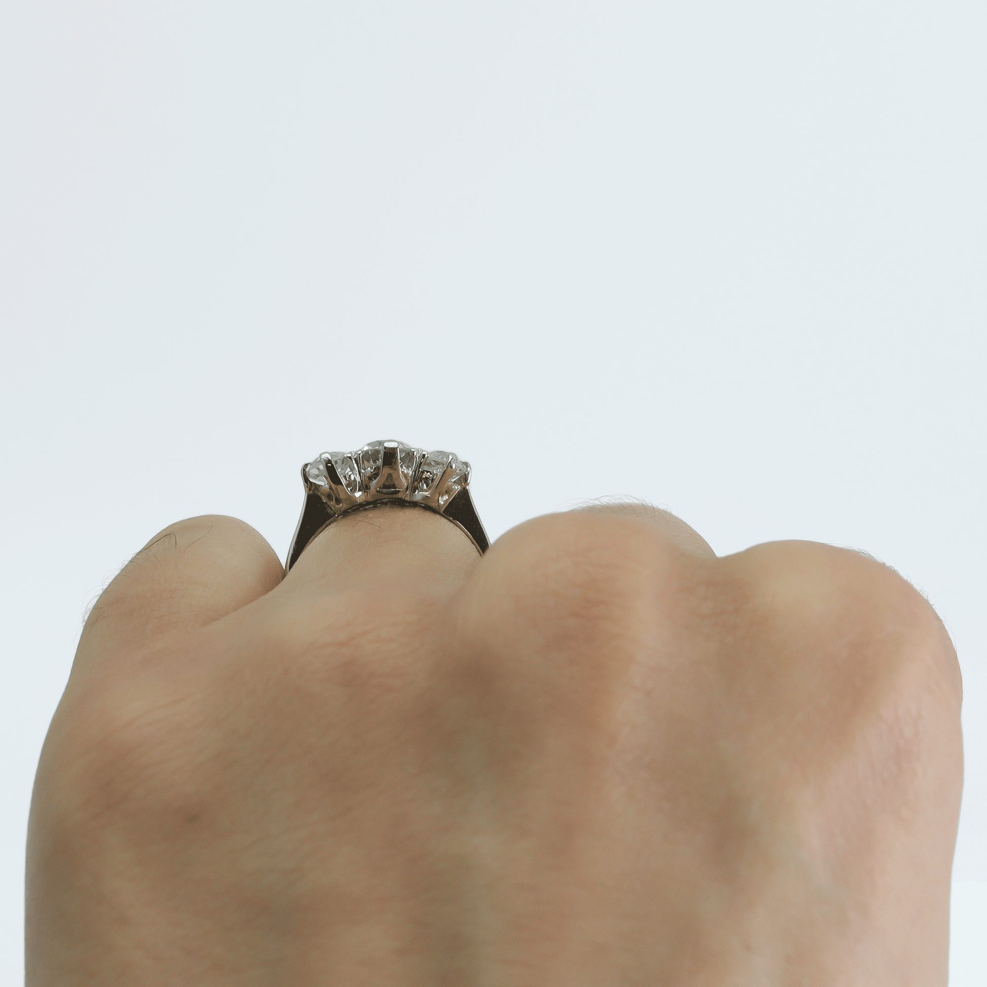 Art Deco Platinum Diamond Three Stone Ring