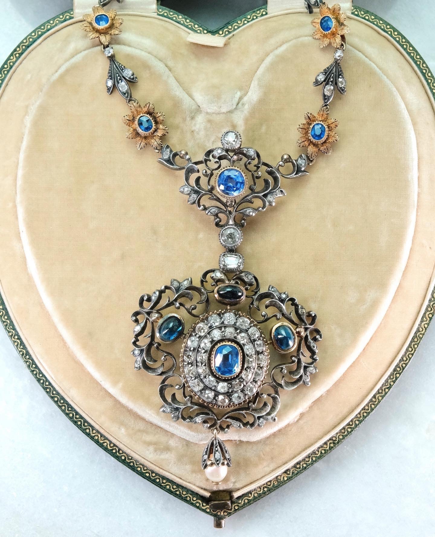 Antique Italian Sapphire & Diamond Drop necklace (Part payment 2) - Friar House