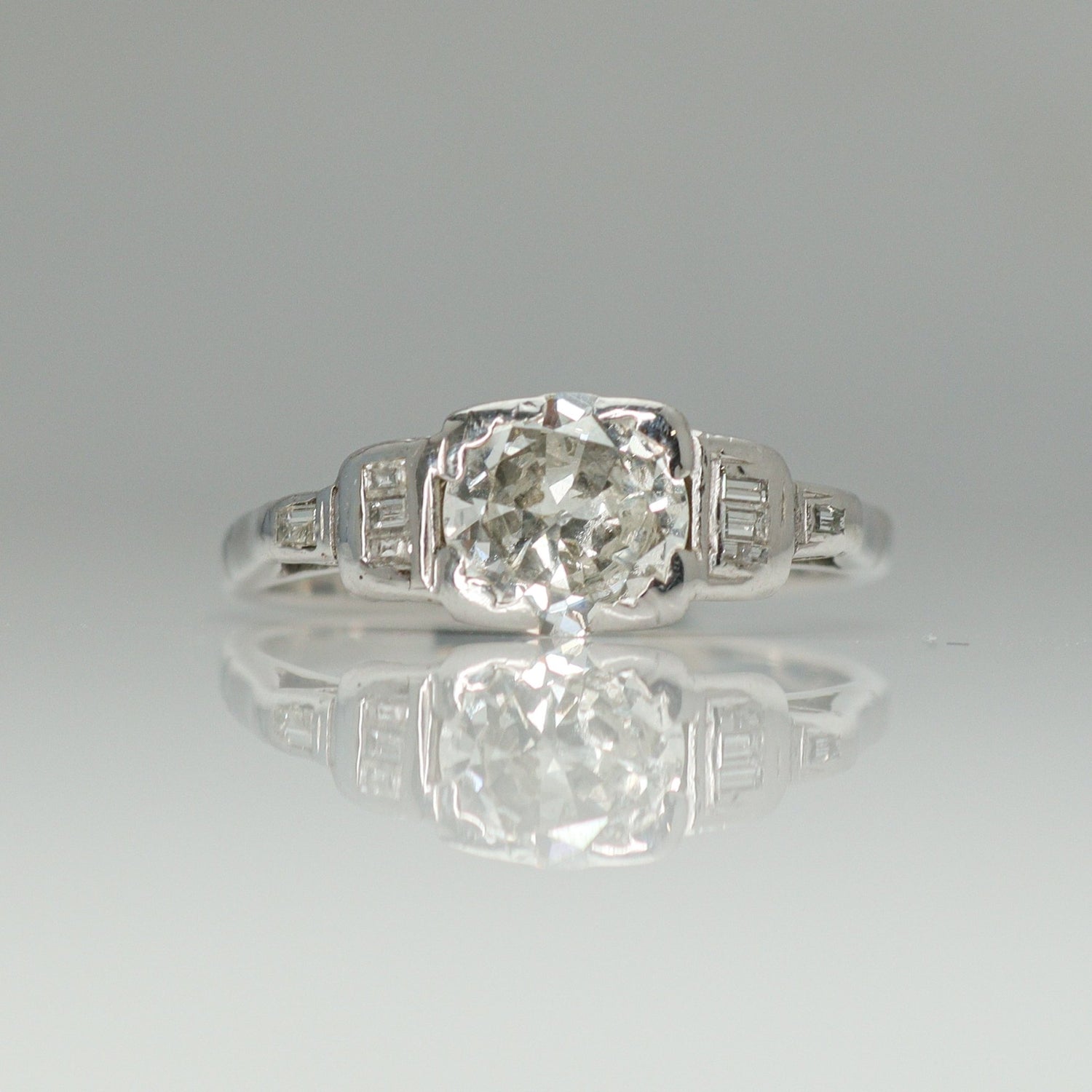 Art Deco Diamond Solitaire Engagement Ring