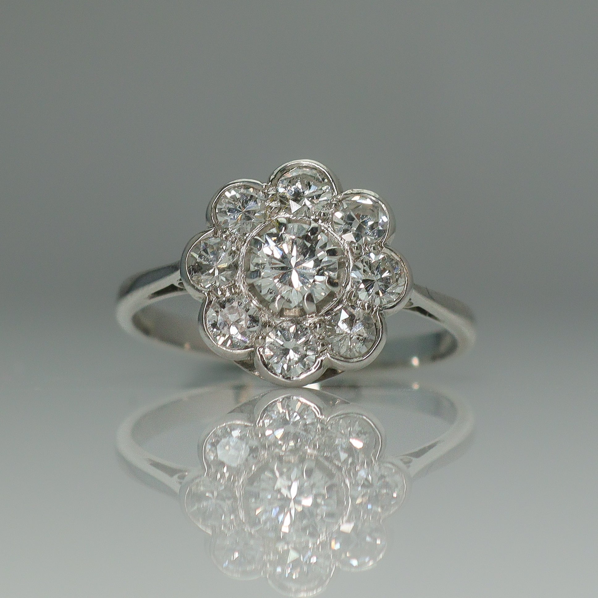 Art Deco 18 Carat White Gold Cluster Ring | Friar House