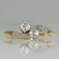 Art Deco 18ct Yellow Gold Diamond Two Stone Twist Ring - Friar House