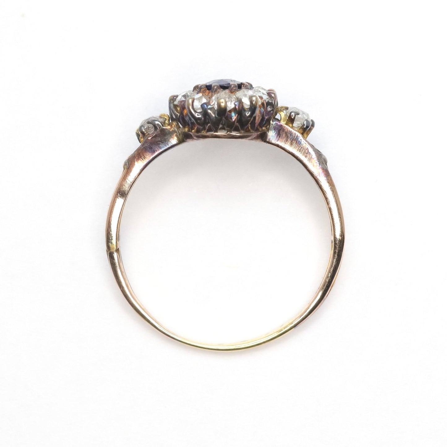 Art Deco 18ct yellow gold Sapphire and Diamond Cluster Ring - Friar House