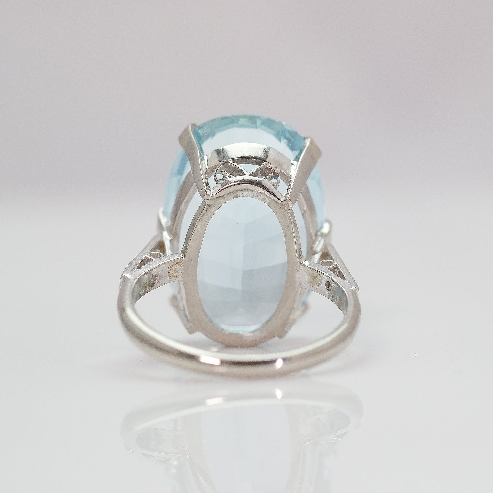 Art Deco Aquamarine and Diamond Cluster Ring - Friar House