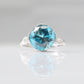 Art Deco Blue Zircon and Diamond Solitaire Ring - Friar House