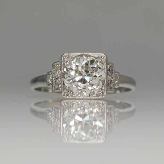Art Deco Diamond Solitaire Ring - 1.40 carats - Friar House