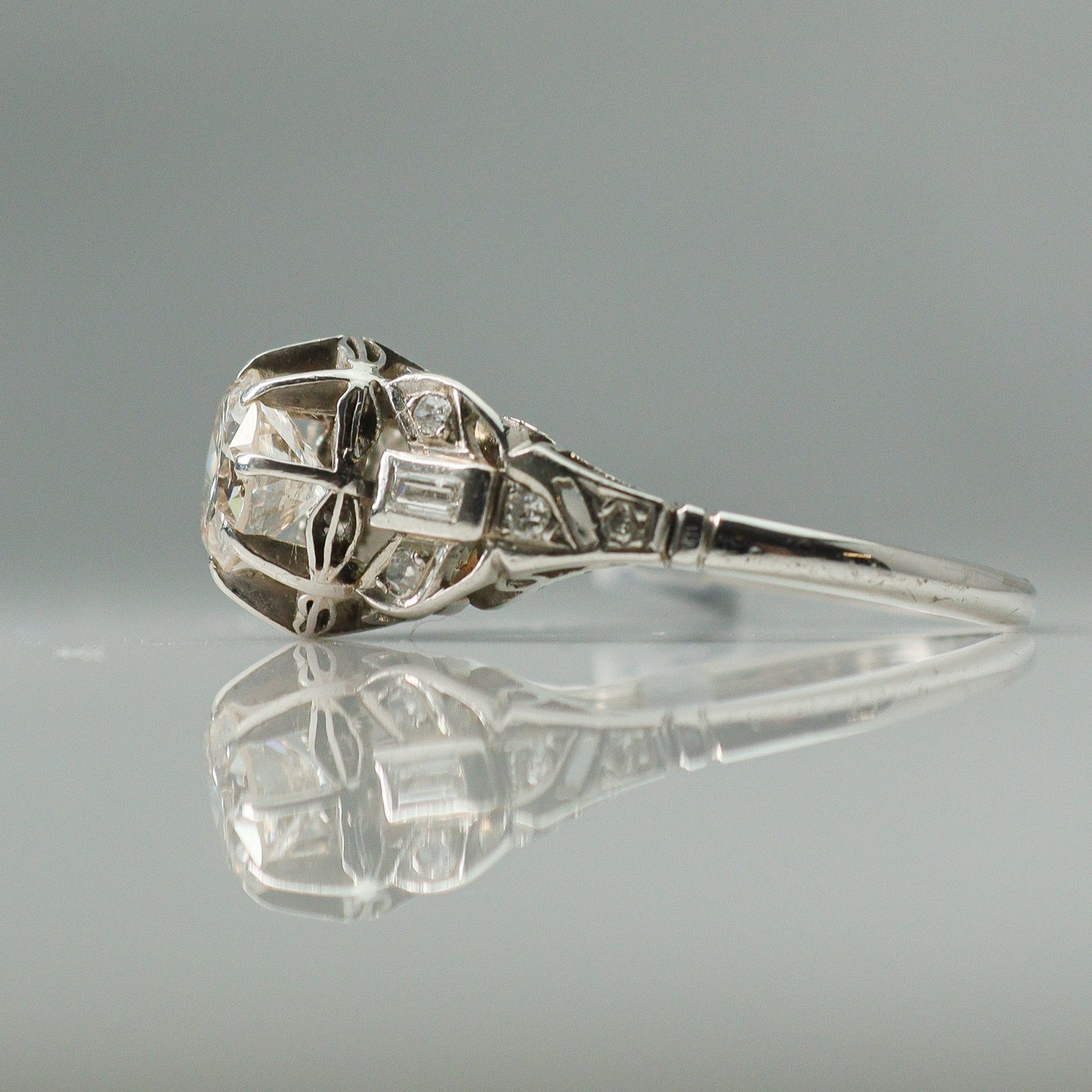 Art Deco Platinum 1 carat Diamond Solitaire Ring - Friar House