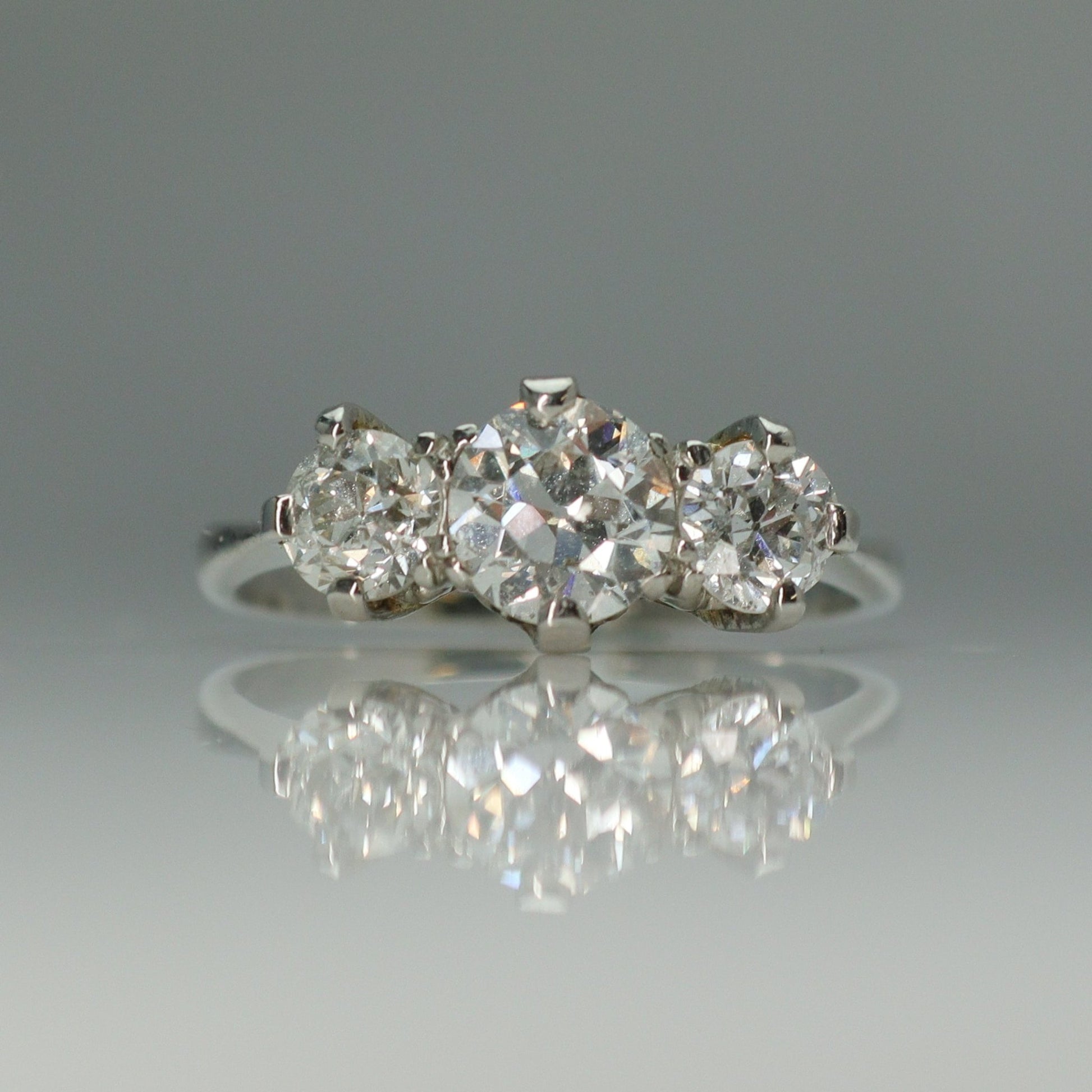 Art Deco Platinum Diamond Three Stone Ring - Friar House