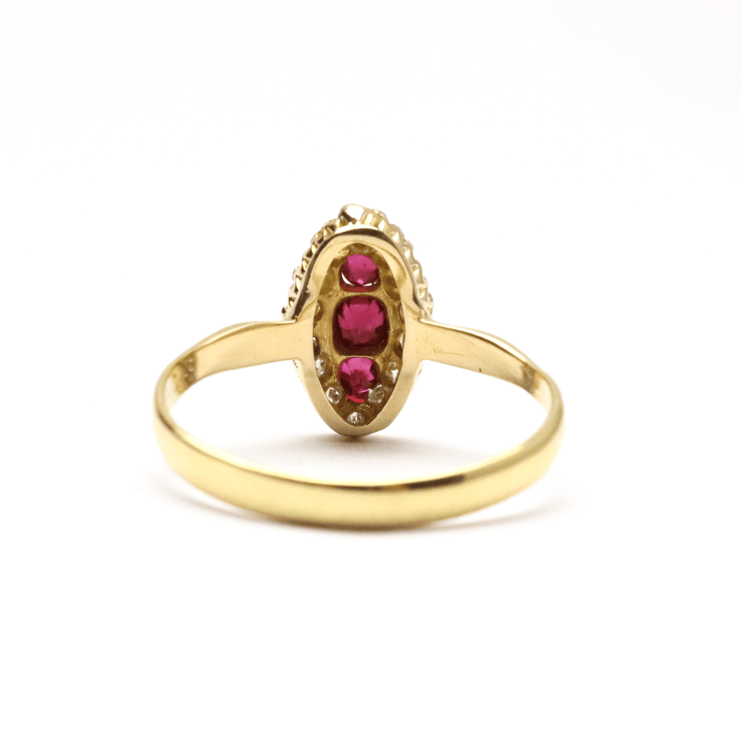 Art Deco Ruby and Diamond Navette Shaped Panel Ring - Friar House