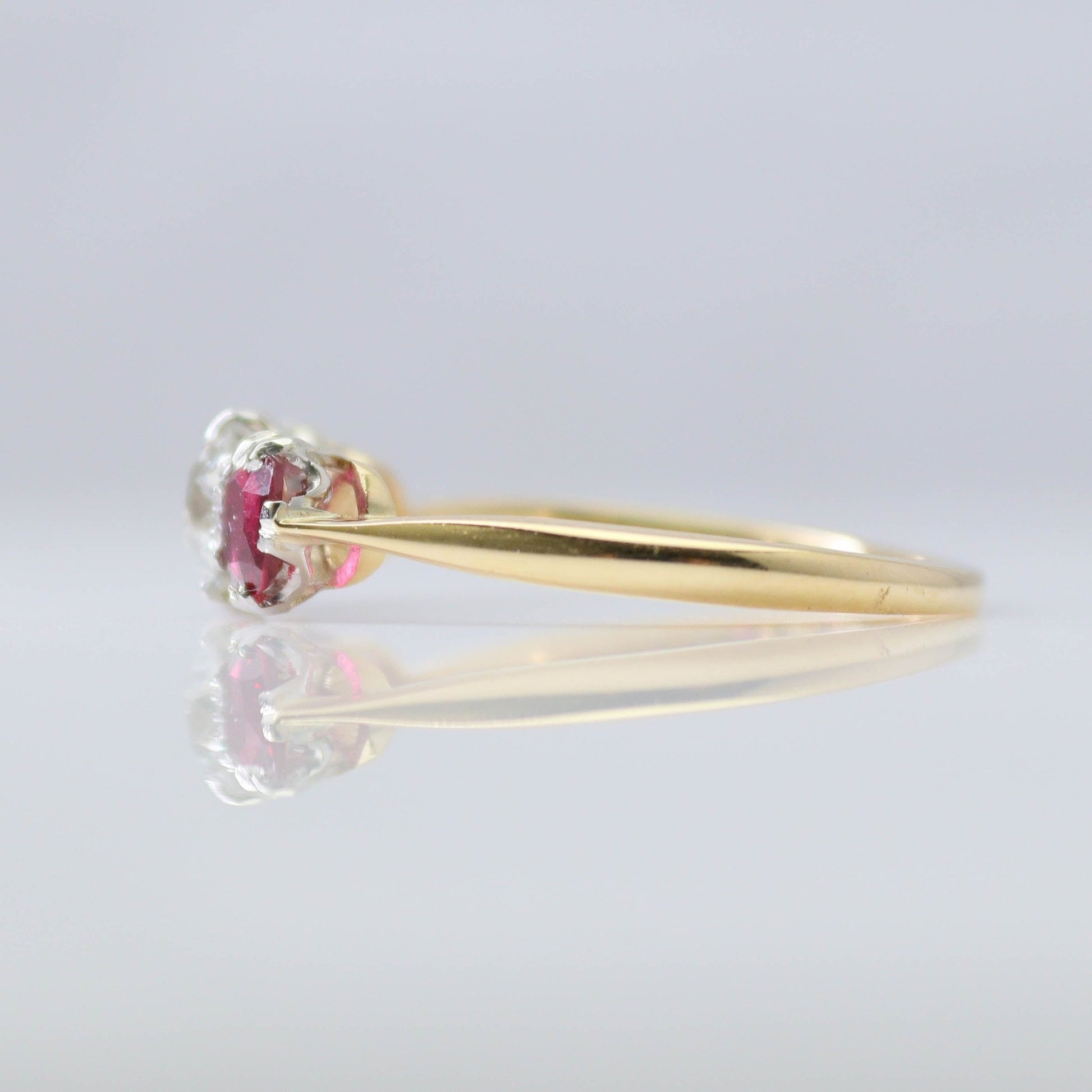 Art Deco Ruby and Diamond Three Stone Ring - Friar House