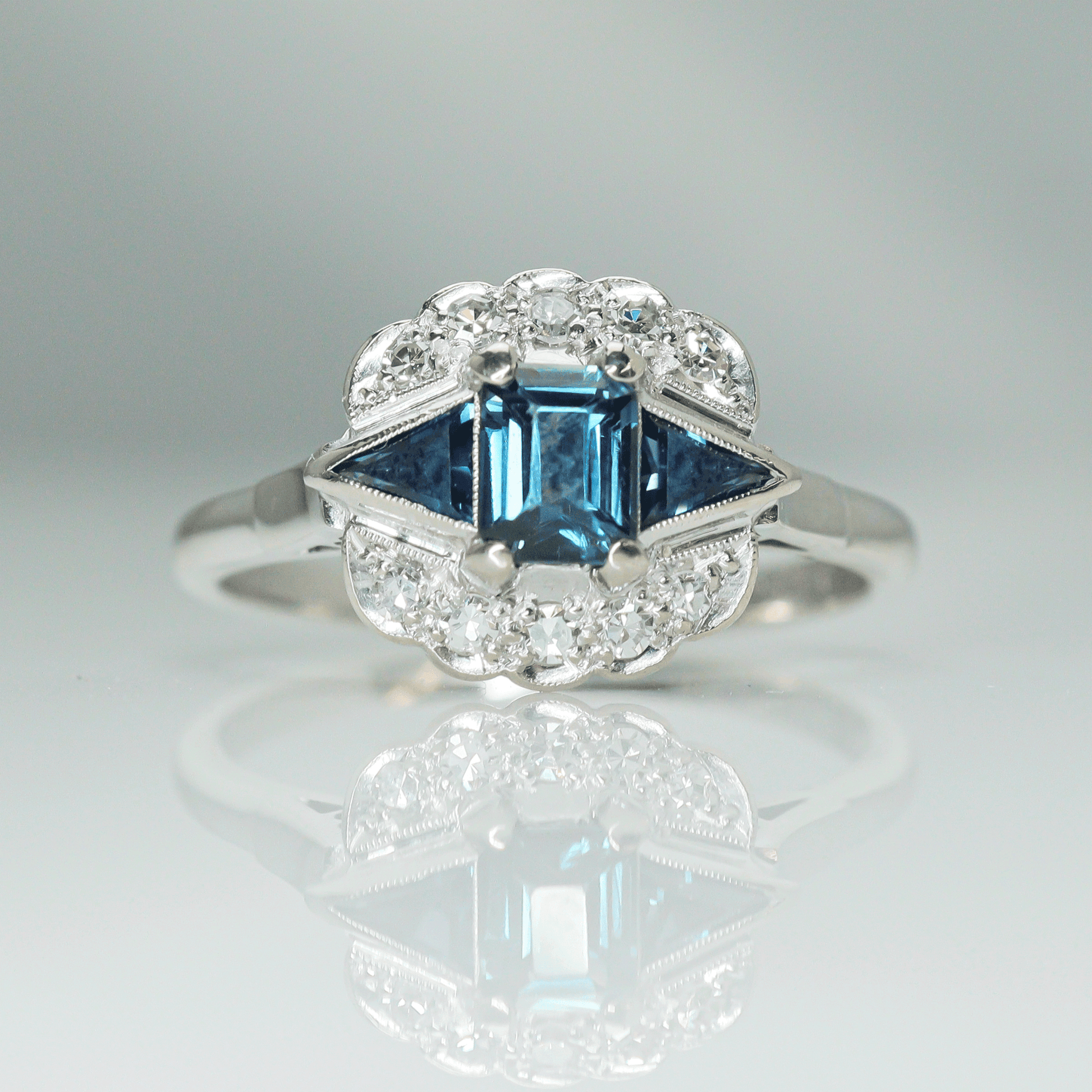Art Deco Sapphire and Diamond Cluster Ring - Friar House