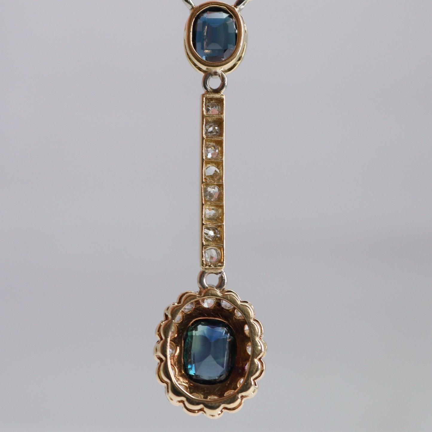 Art Deco Sapphire and Diamond Drop Necklace - Friar House