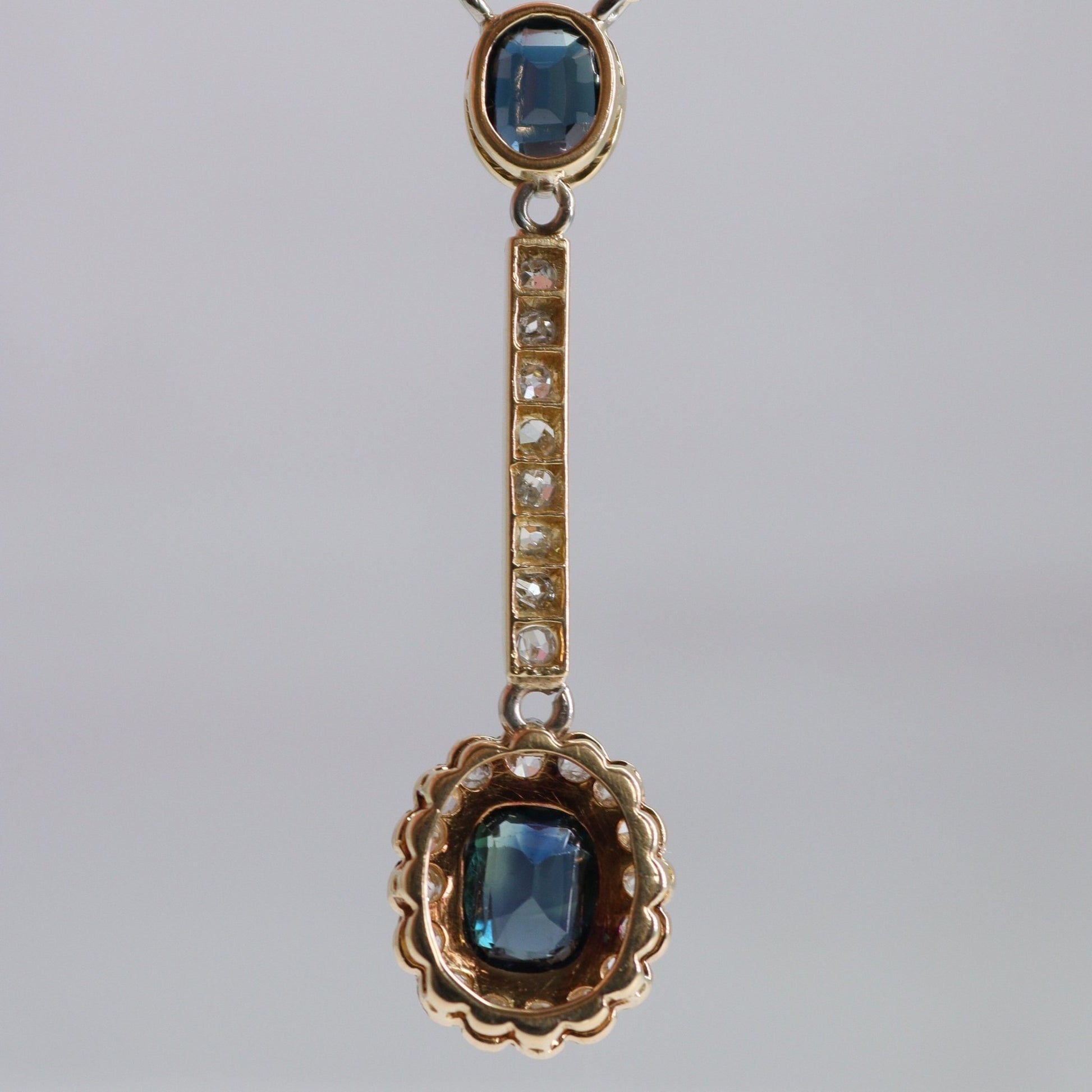 Art Deco Sapphire and Diamond Drop Necklace - Friar House