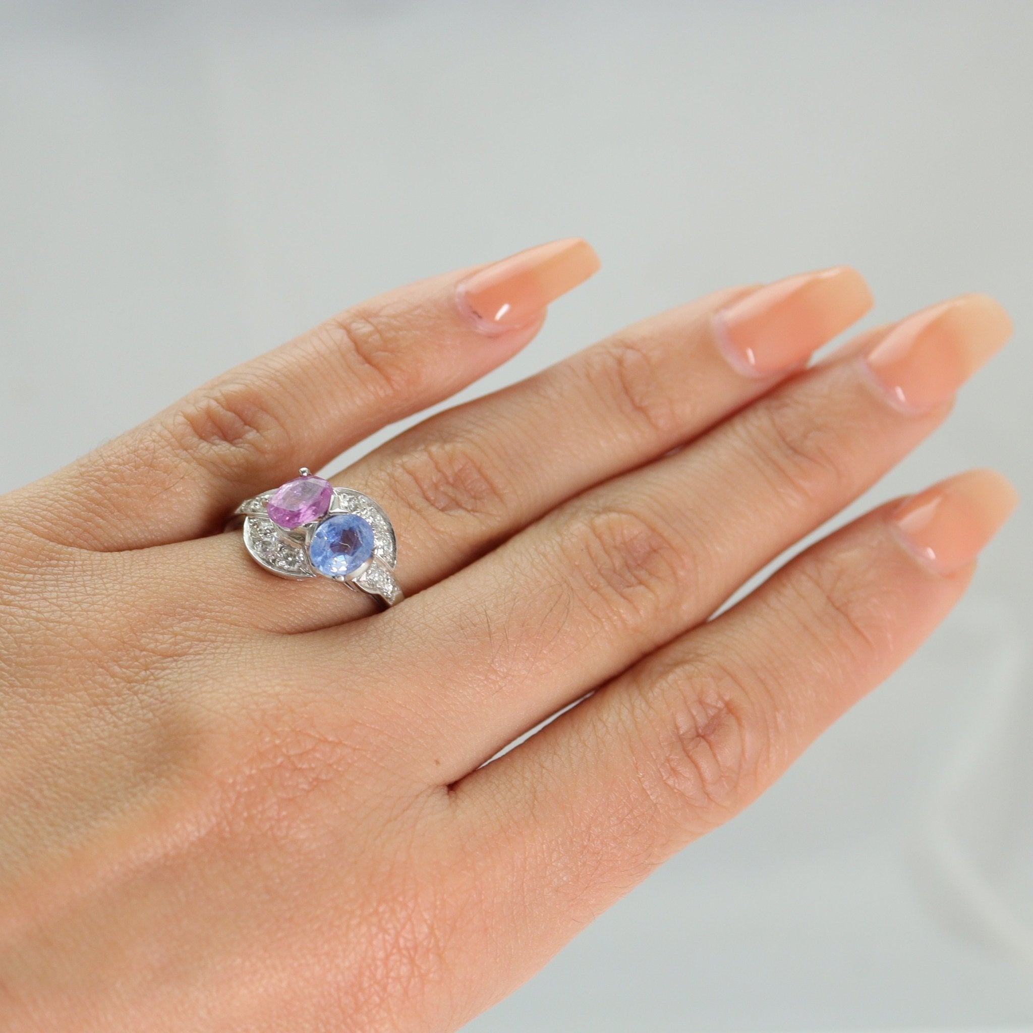 Sapphire and diamond hot sale crossover ring