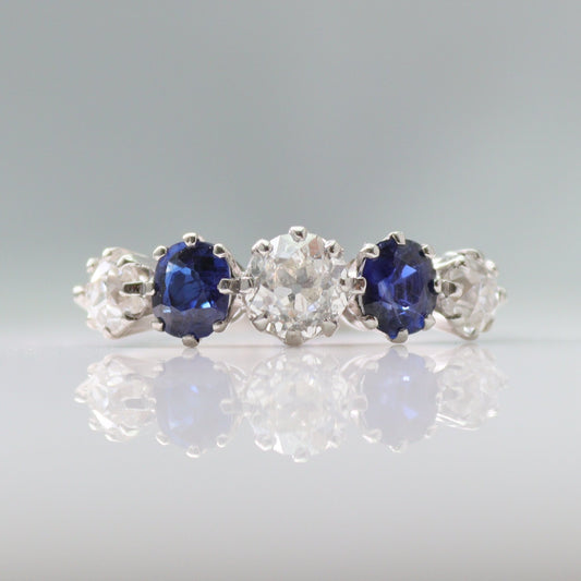 Sapphire and Diamond Five Stone Ring - Friar House