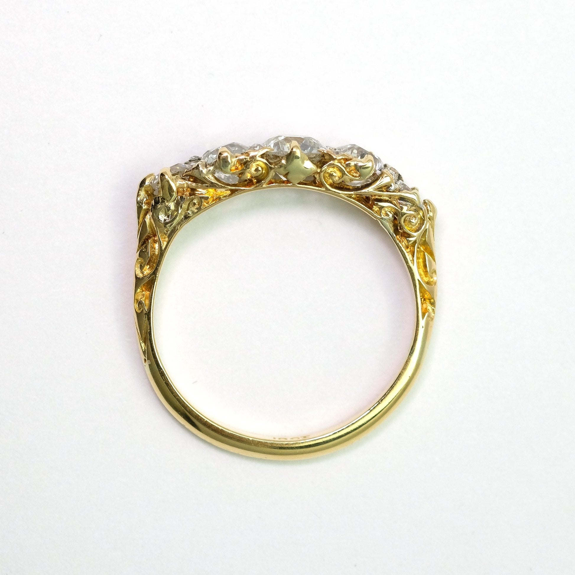 Victorian 18 Carat Yellow Gold Diamond Five Stone Ring - Friar House