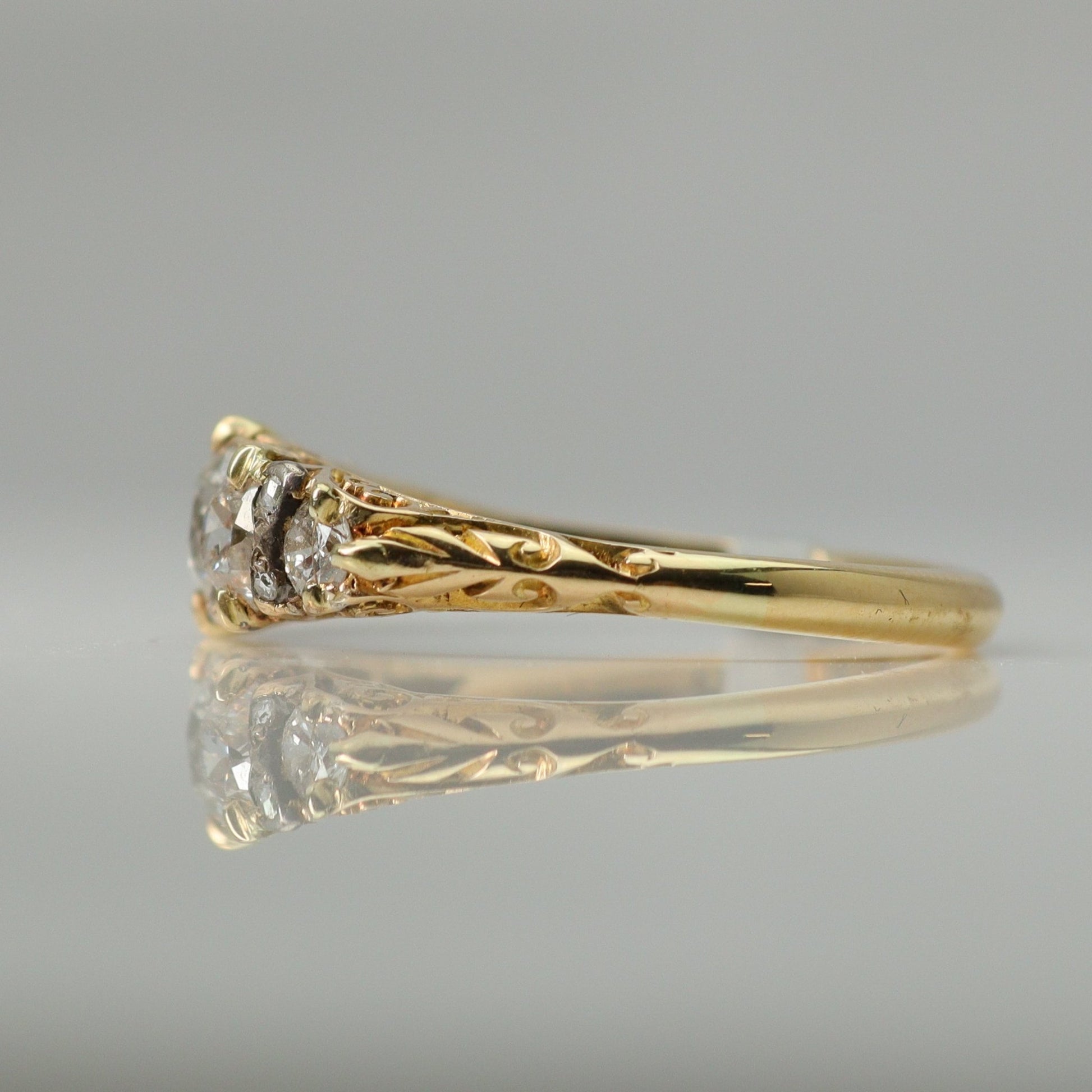 Victorian 18 Carat Yellow Gold Diamond Five Stone Ring - Friar House