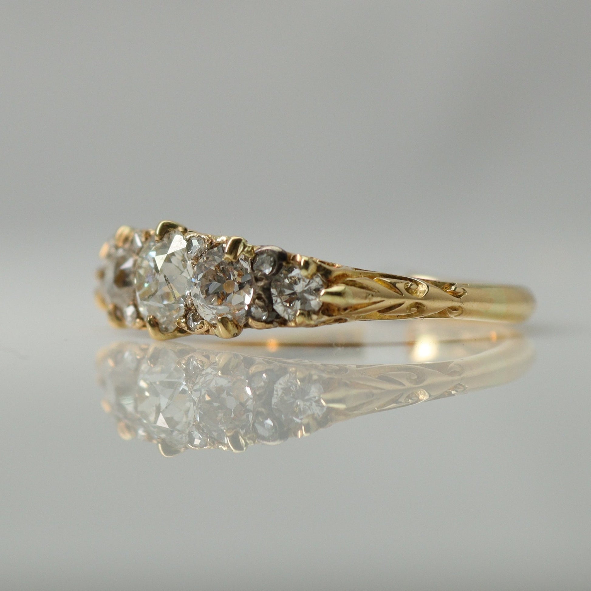 Victorian 18 Carat Yellow Gold Diamond Five Stone Ring - Friar House
