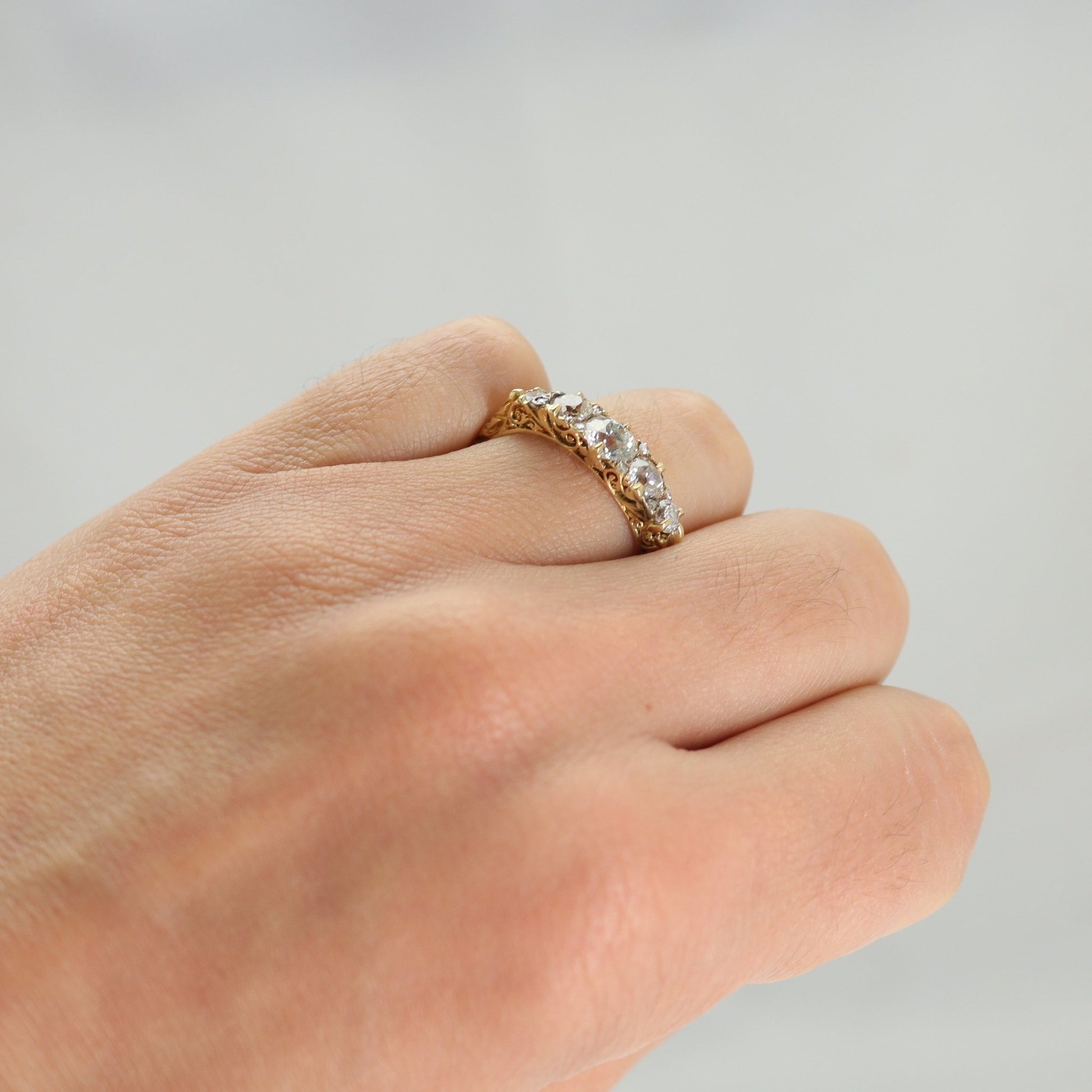Victorian 18 Carat Yellow Gold Diamond Five Stone Ring - Friar House