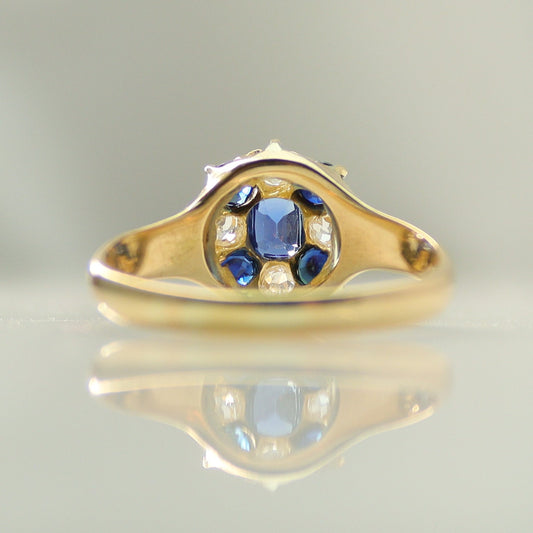Victorian Sapphire and Diamond Cluster Ring - Friar House