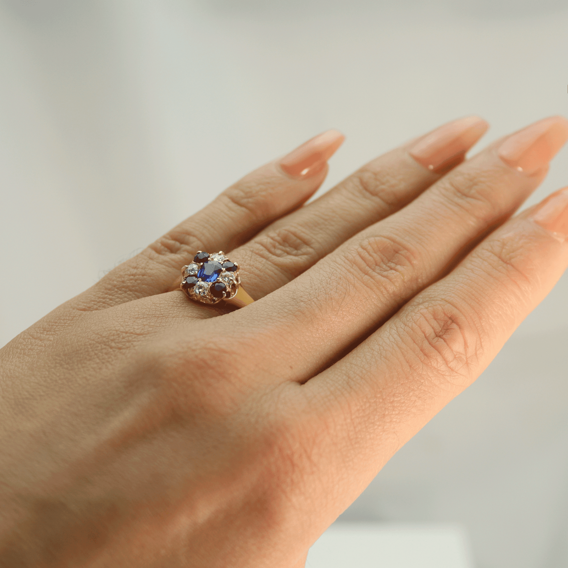 Victorian Sapphire and Diamond Cluster Ring - Friar House