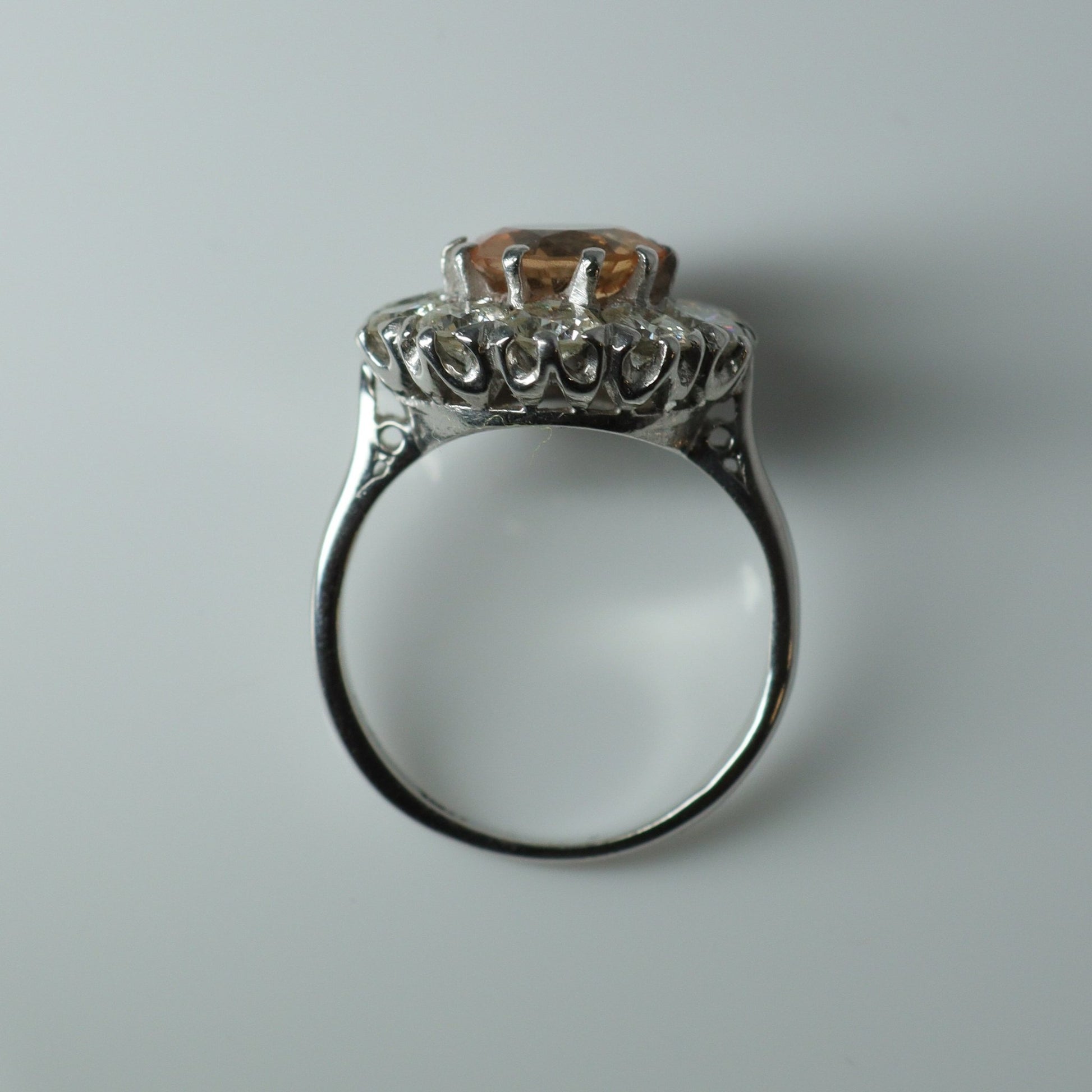 Vintage 18ct White Gold Imperial Topaz and 1.50 Carat Diamond Cluster Ring - Friar House