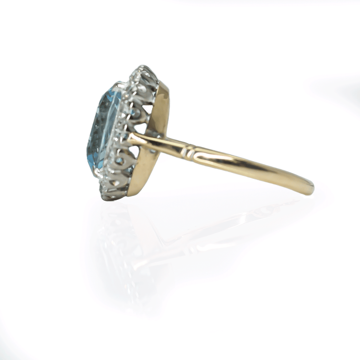 Vintage Aquamarine and Diamond Oval Cluster Ring - Friar House